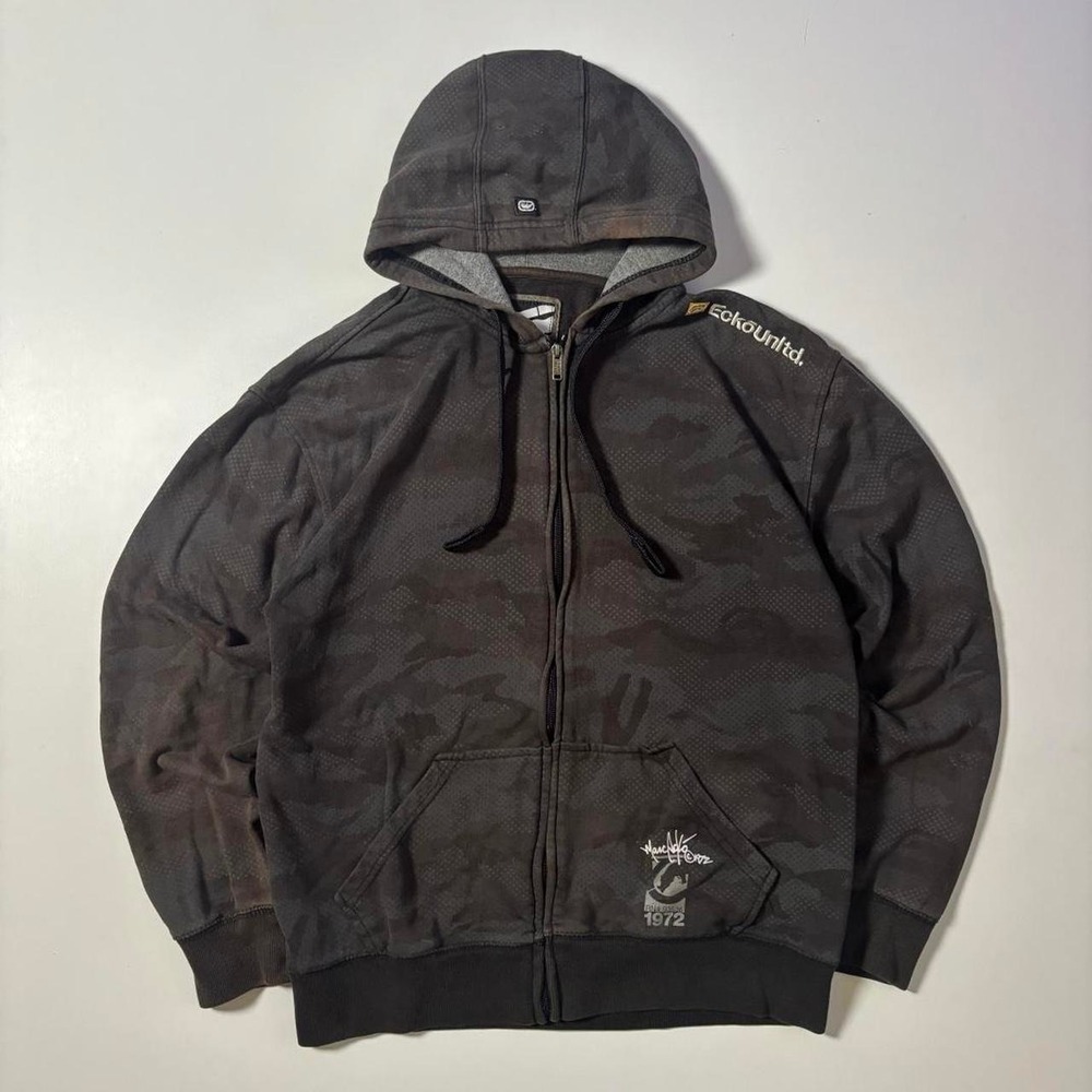 Black Ecko Unltd. Camo Zip Up Hoodie - M